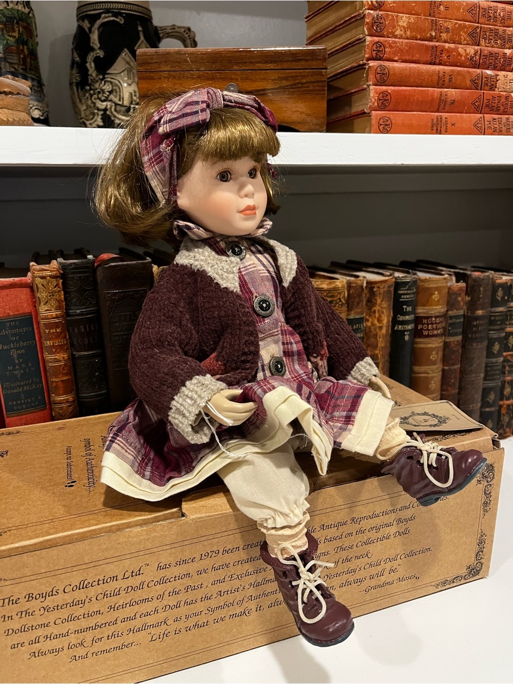 Boyds Bears Yesterday’s Child Porcelain Doll:  Kelly with Evan, her bear